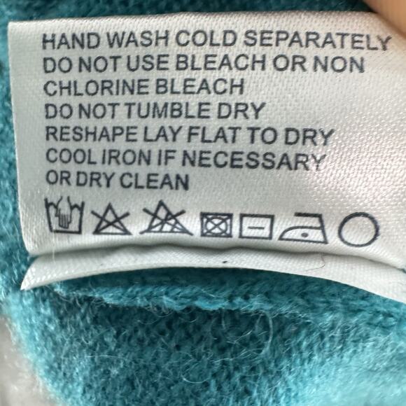 Tyler Boe Sweater Womens S Teal Cashmere Tunic Pullover V-Neck Front Pockets - Picture 11 of 11